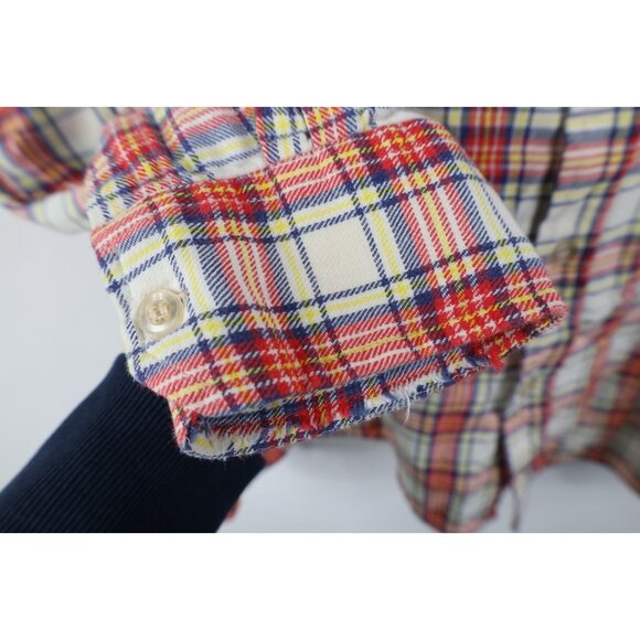 Vintage 70s Streetwear Mens Large Faded Flannel Collared Button Shirt Plaid - Picture 5 of 11